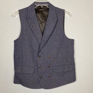 Zeattall Tweed Wool Blend Vest Waistcoat Men's M Button Lined Gray Herringbone